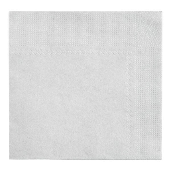 A plain white 2-ply beverage or cocktail napkin.
