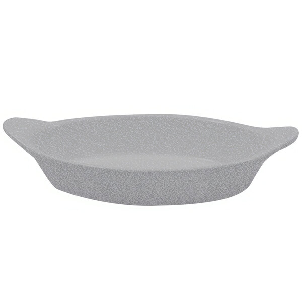 A grey speckled Tablecraft oval server with shell handles.