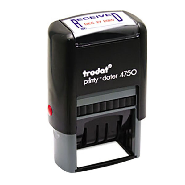 Dater Trodat Economy 12-Message Stamp 3/8 x 2 Inches Black Self-Inking