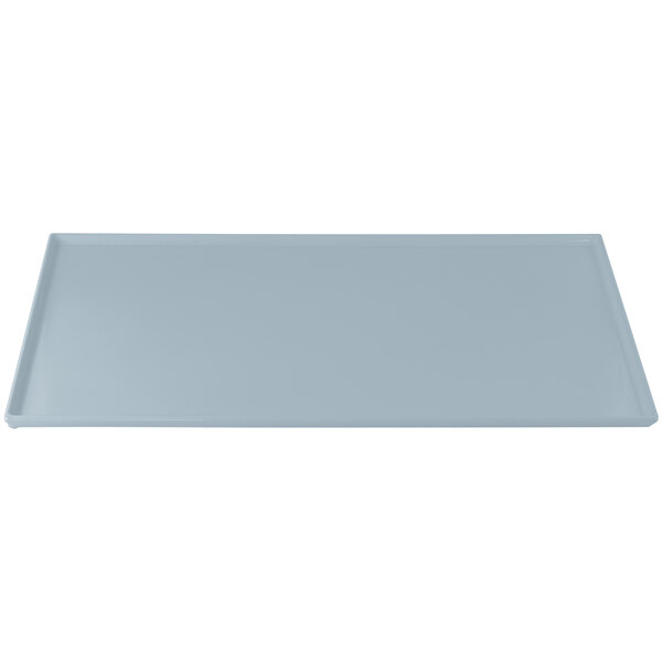 A gray rectangular Tablecraft cast aluminum cooling platter on a white background.