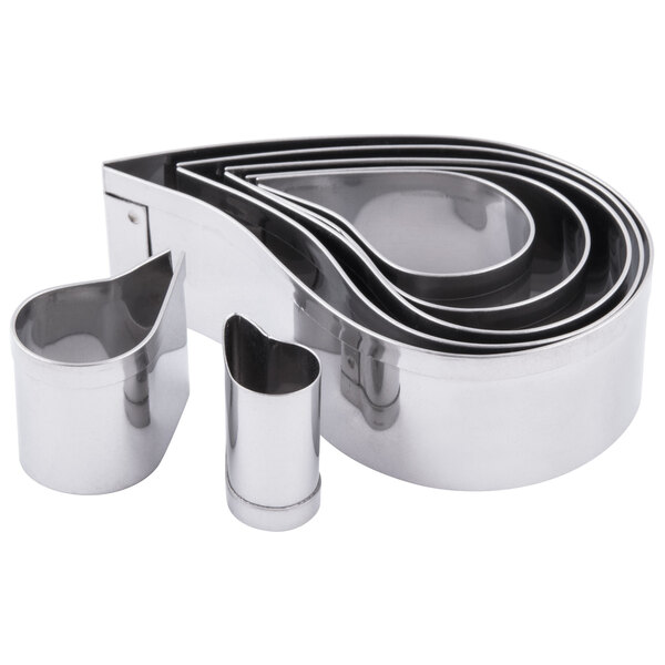 A set of stainless steel Ateco comma cutters.