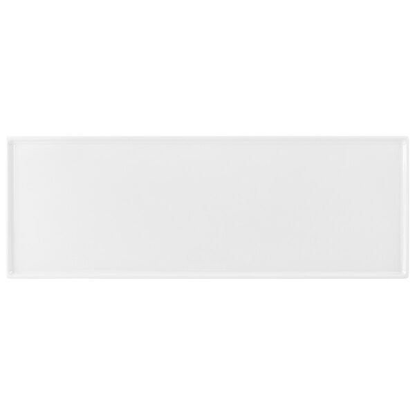 A white rectangular Tablecraft cooling platter with a white border.