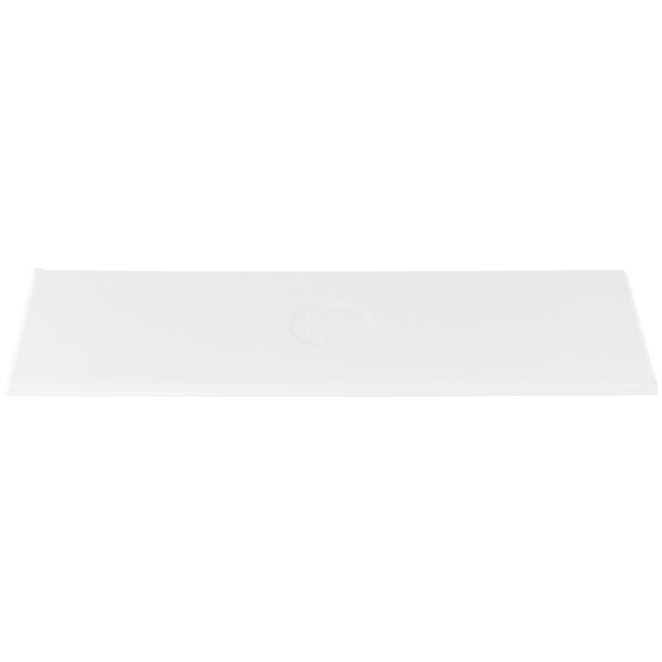 A white rectangular Tablecraft cast aluminum platter with a logo on it.