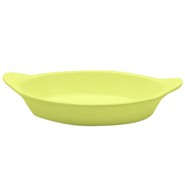 A lime green Tablecraft bowl with shell handles.