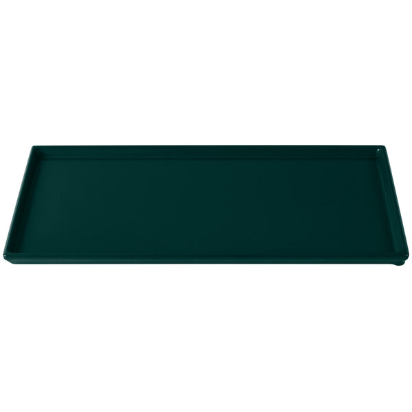 A hunter green rectangular Tablecraft cooling platter.