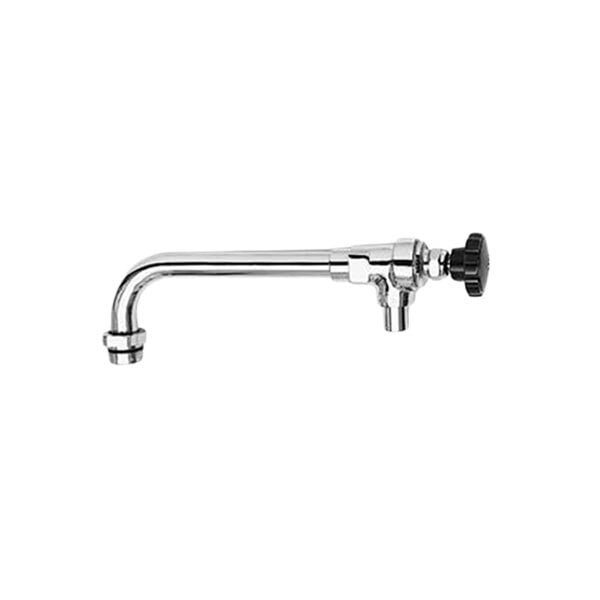 A close-up of a chrome Fisher 10" Pot Filler Control Spout.