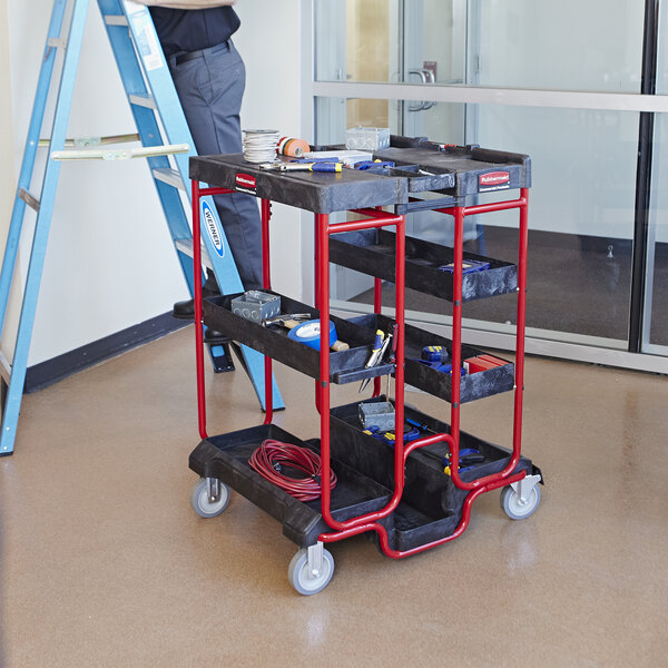 Rubbermaid FG9T5700BLA 31 1/2" x 27" Black Ladder Cart
