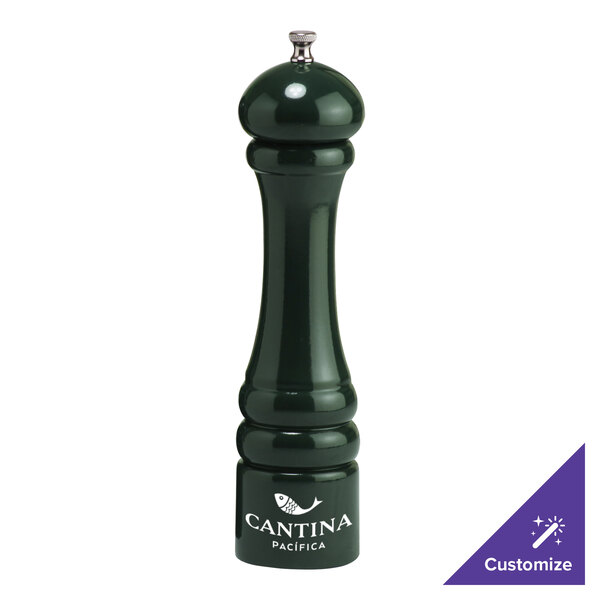 A Chef Specialties pepper mill with a white "Forest Green" logo.