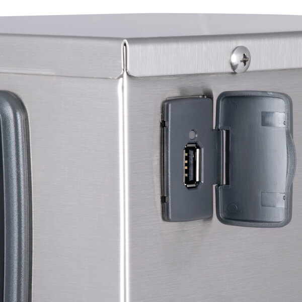 A silver box with a USB port.