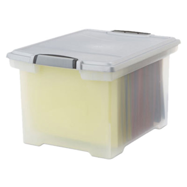 Storex 61530U01C Clear Plastic Portable Letter / Legal File Storage Box