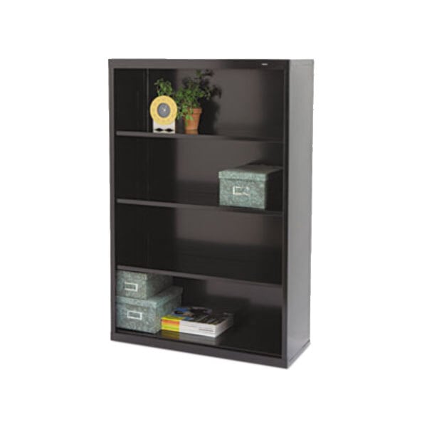 Tennsco B53BK Black 4 Shelf Metal Bookcase - 34 1/2" X 13 1/2" X 52 1/2"