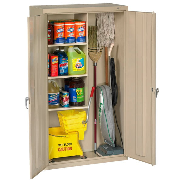 Janitor Cabinet Tennsco Jan6618dhpy Putty Janitorial Cabinet 36 X 24 X 78