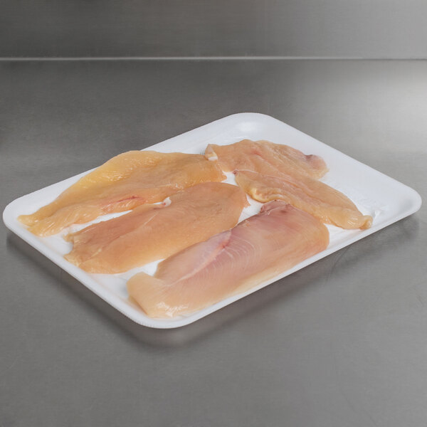 CKF 88136 (#38/8S) White Foam Meat Tray 10" x 8" x 1/2" - 125/Pack