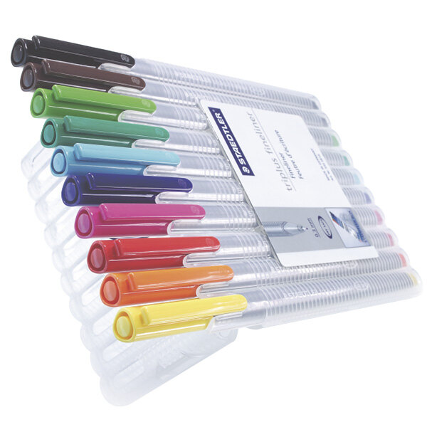 Staedtler 334SB10A6 Triplus Fineliner 10Color Assorted Super Fine