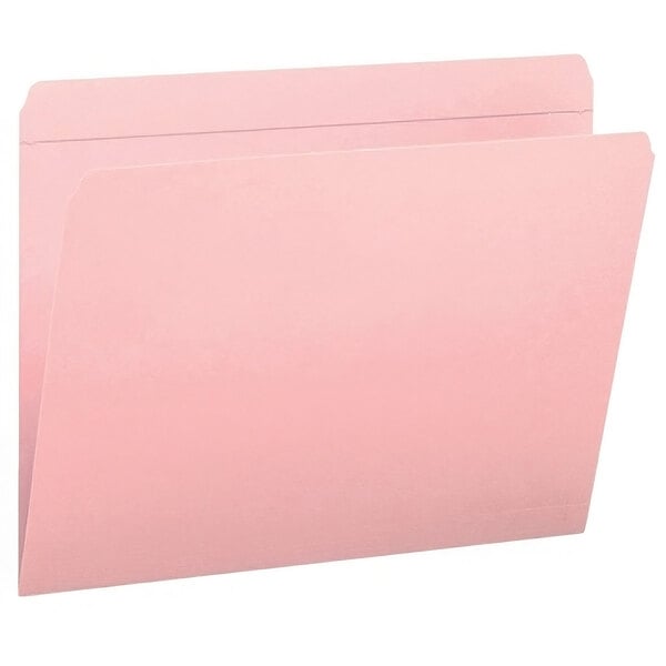 A pink Smead file folder with a flap on top.