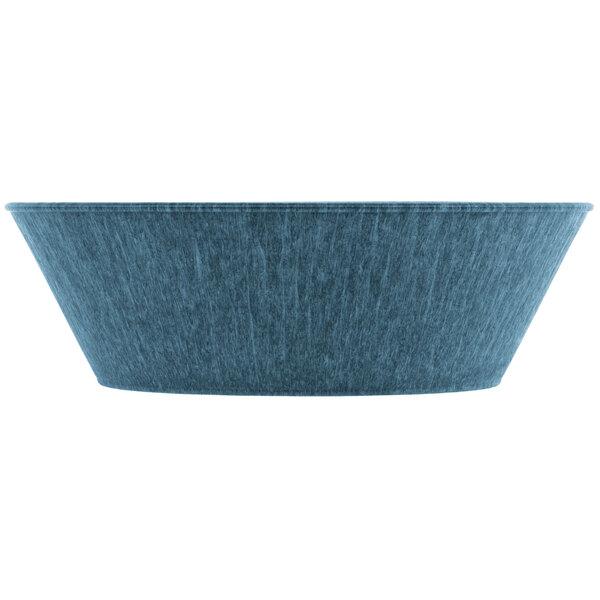 A blue polyethylene round basket.