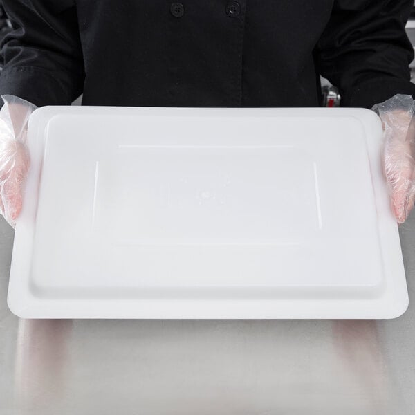 Choice 18" x 12" White Plastic Food Storage Box Lid