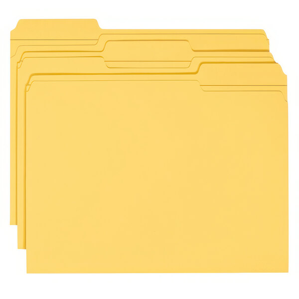 A group of Smead Goldenrod file folders with reinforced 1/3 cut tabs.