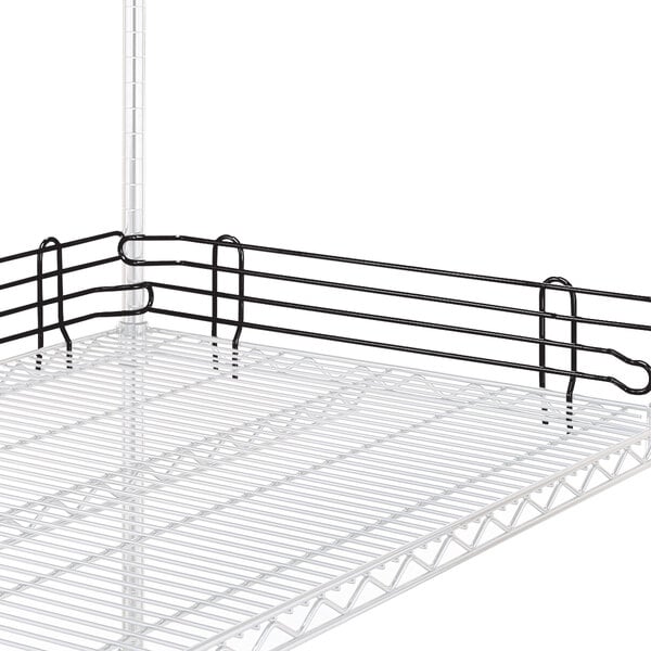 A Metro Super Erecta wire rack shelf with black wire rods.