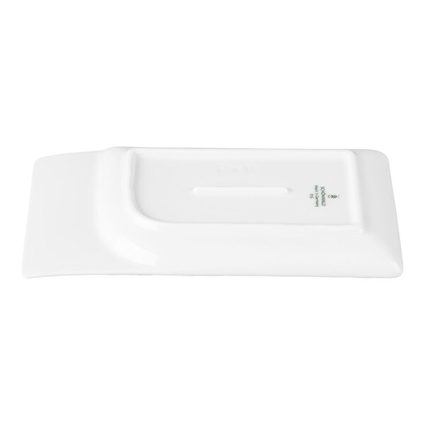 Schonwald Fine Dining 7 3/4" x 4 1/4" Rectangular Continental White Contoured Porcelain Platter - 12/Case