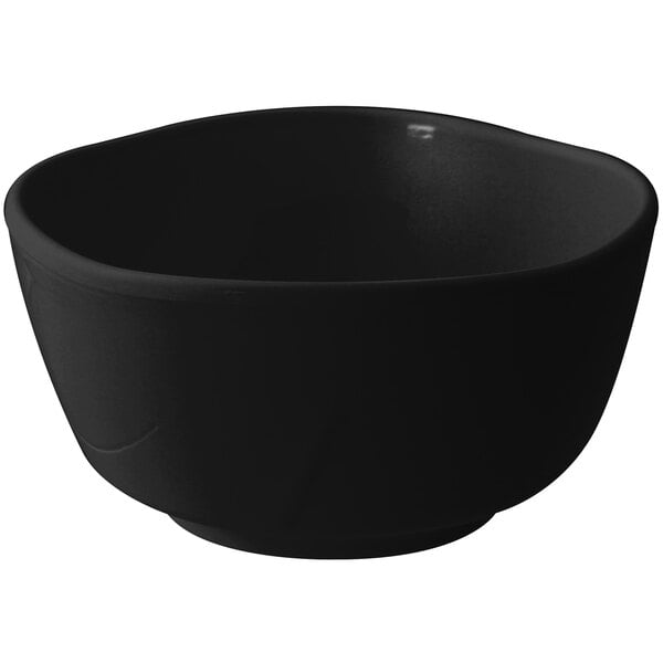 A black bowl with a white background.