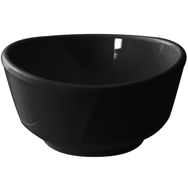 A black Thunder Group melamine bowl.