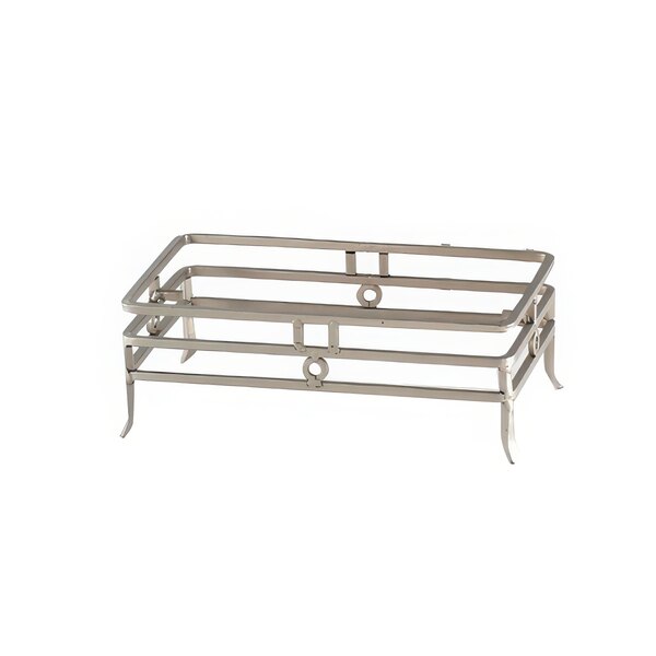 A Clipper Mill chrome powder coated iron display riser with a satin finish.