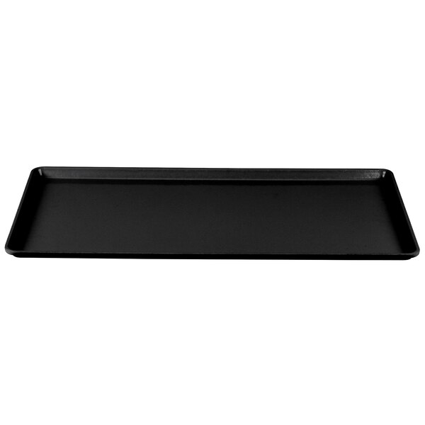 A black rectangular Cambro dietary tray.