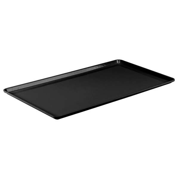 A black rectangular Cambro dietary tray.