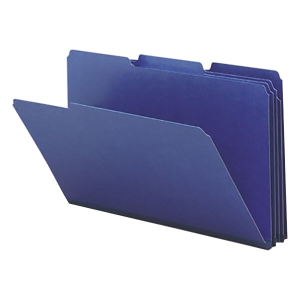 A dark blue Smead file folder with 1/3 cut tabs.