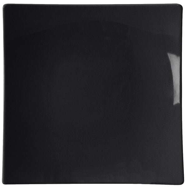 A black square Thunder Group melamine plate.