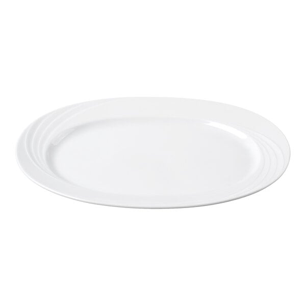 Schonwald Donna 13 1/4" x 10 5/8" Oval Continental White Porcelain Platter - 6/Case