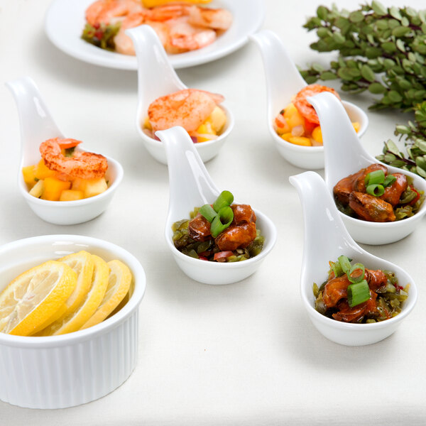 Acopa 1 oz. Bright White Porcelain Asian Appetizer / Tasting Spoon - 12 ...