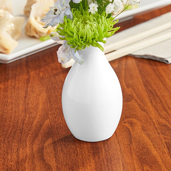 Acopa 3 3/4" Bright White Porcelain Jug Bud Vase