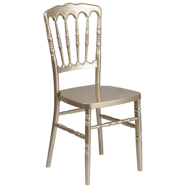 A gold Flash Furniture Hercules Chiavari chair.