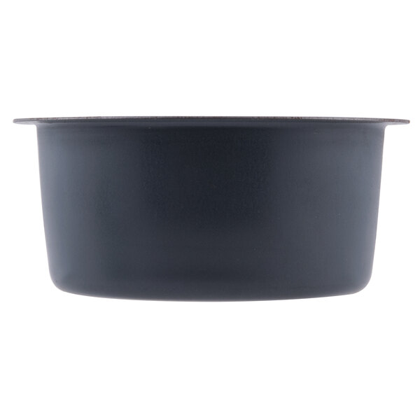 A black bowl with a white background.