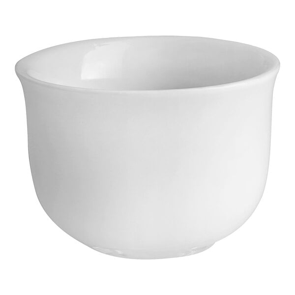 An Acopa bright white Sake cup on a white background.