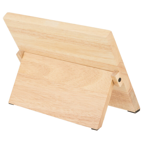 A Mercer Culinary Z&#252;M&#174; rubberwood knife stand on a table.