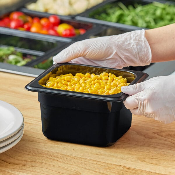 Carlisle 3068403 StorPlus 1/6 Size Black Polycarbonate Food Pan - 4" Deep