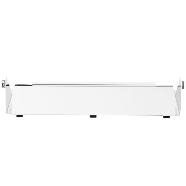 A white rectangular bottom panel door with black handles.