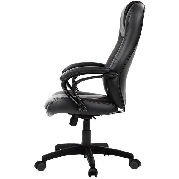 A Eurotech Pembroke black leather office chair with wheels.