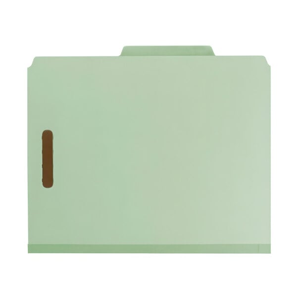 A green Smead heavy weight classification folder with a brown strip.