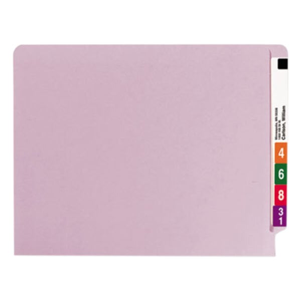 A lavender Smead file folder with a straight cut end tab.