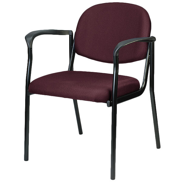 A Eurotech Dakota burgundy arm chair with black frame and armrests.