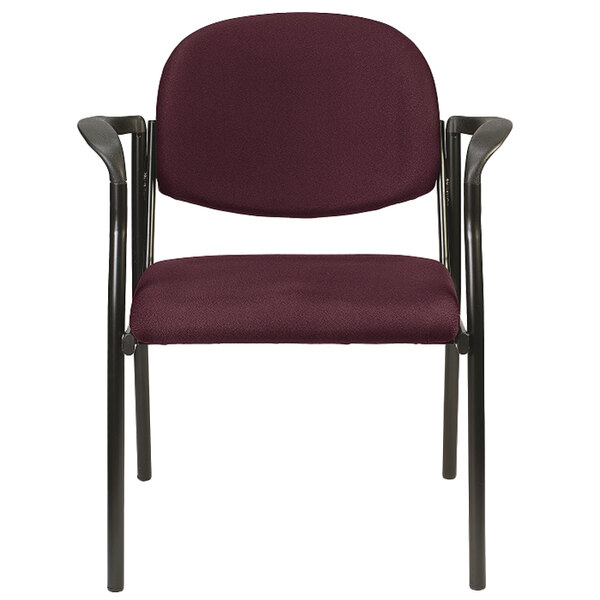 A Eurotech Dakota burgundy arm chair with black frame and armrests.