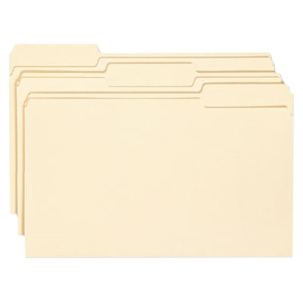 A group of Smead legal size file folders with 1/3 cut assorted tabs.