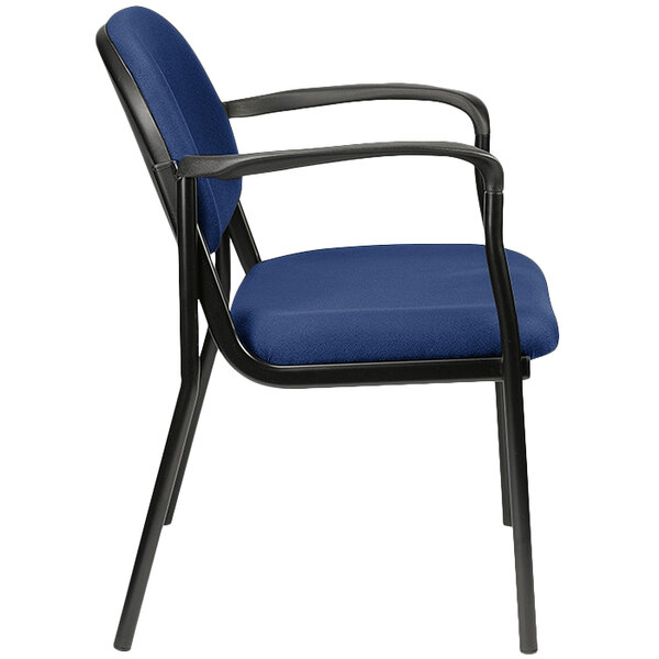 A navy Eurotech arm chair with a black frame.