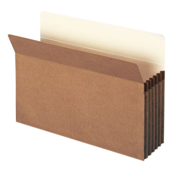 A brown file folder with white tabs.