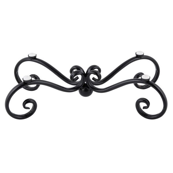 A black metal rectangular 1-tier display stand with white dots on the edges.