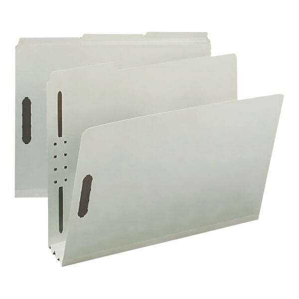 Two white Smead letter size folders with 2 fasteners and holes on the sides.